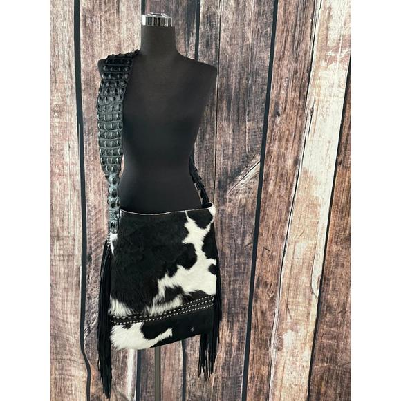 NEW JUAN ANTONIO long hair purse in black & white - Picture 1 of 2